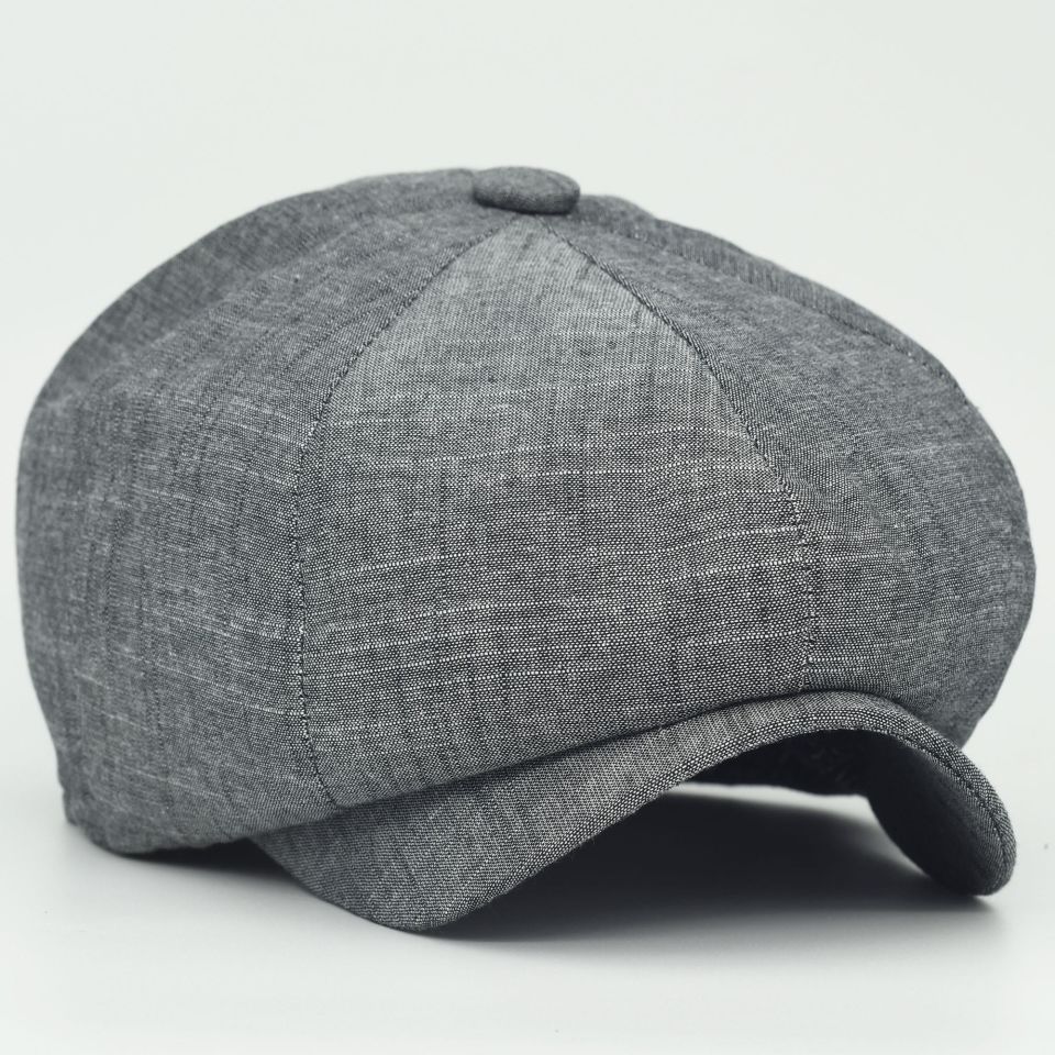 Ingiliz Stili London Yazlık Kasket Keten Gri Şapka