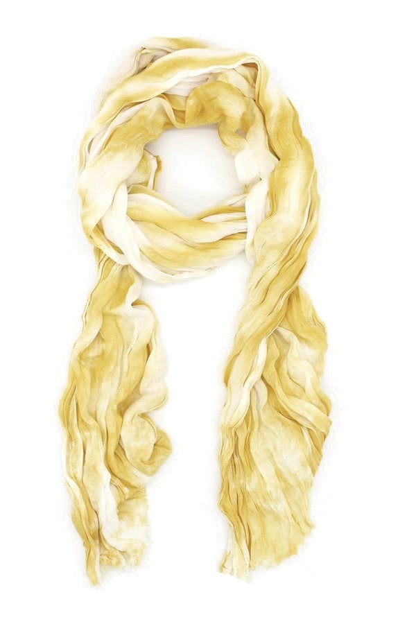 Batikli Kenarları Püsküllü Şal-Sarı