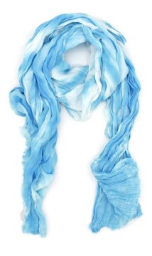 Batikli Kenarları Püsküllü Mavi Şal