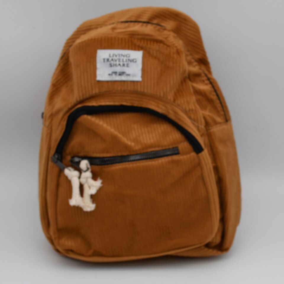 Kadın Kadife Hardal Sırt Çantası