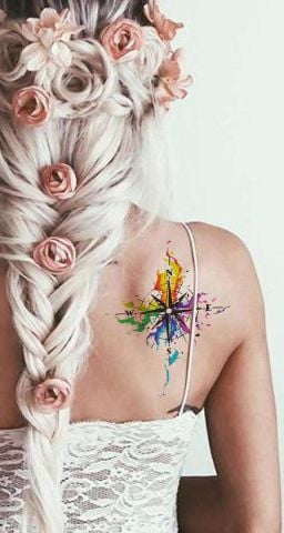 Geçici Pusula Dövme Tattoo Kadın Dövmesi Su Geçirmez