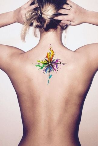 Geçici Pusula Dövme Tattoo Kadın Dövmesi Su Geçirmez