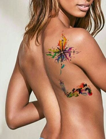 Geçici Pusula Dövme Tattoo Kadın Dövmesi Su Geçirmez