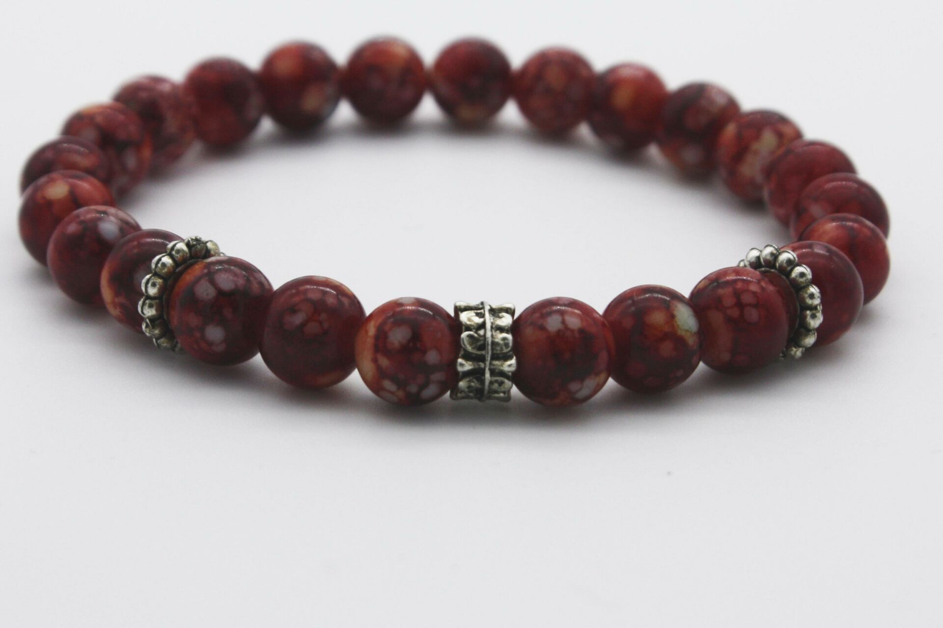 Taş Bileklik Unisex Otantik Bileklik Kiremit Kırmızı