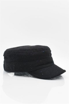 Erkek Kışlık Yün Kep Fidel Castro Şapka-Siyah Siyah