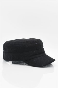 Erkek Kışlık Yün Kep Fidel Castro Şapka-Antrasit Siyah