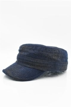 Erkek Kışlık Yün Kep Fidel Castro Şapka-Mavi Mavi