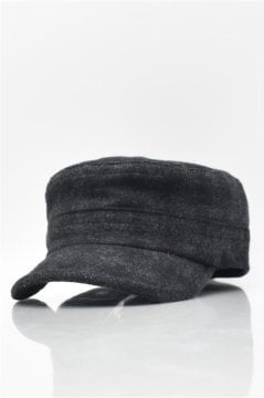 Erkek Kışlık Yün Kep Fidel Castro Şapka-Mavi Antrasit