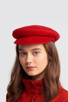 Denizci Tipi Kaşe Kırmızı Kasket