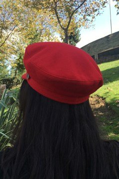 Denizci Tipi Kaşe Kırmızı Kasket