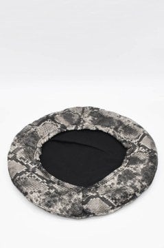 PU Deri Ressam Bere Trend Şapka French Beret-Gri