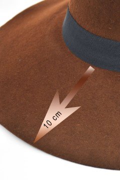 Kadın %100 Yün Geniş Fötr Şapka-Kahve