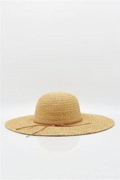 Kadın Doğal Rafya Geniş Kenarlı Plaj Şapkası