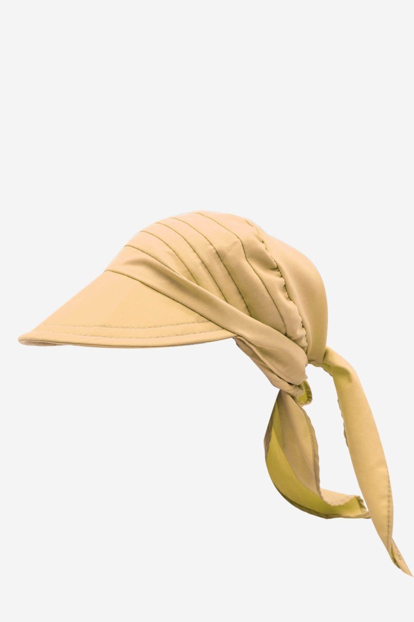 Kadın Safari Şapka Bağlamalı Eşarp Siperli Bandana Plaj Şapkası - Hardal