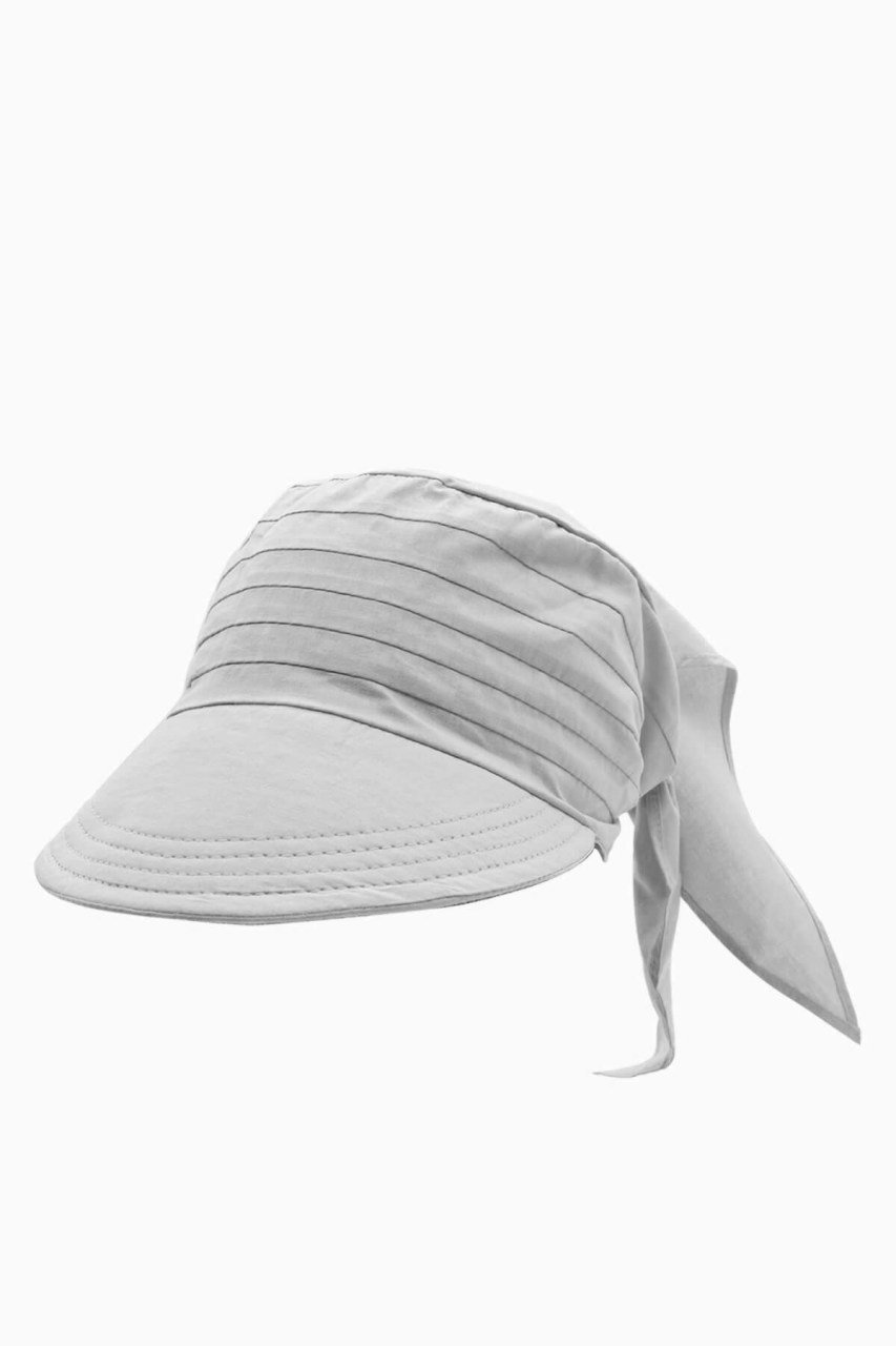 Kadın Safari Şapka Bağlamalı Eşarp Siperli Bandana Plaj Şapkası - Açık Gri