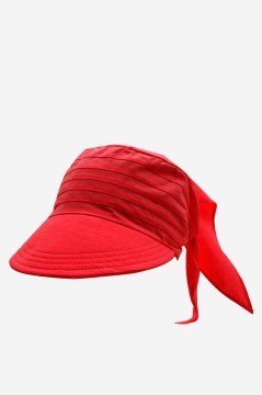 Kadın Safari Şapka Bağlamalı Eşarp Siperli Bandana Plaj Şapkası Kırmızı