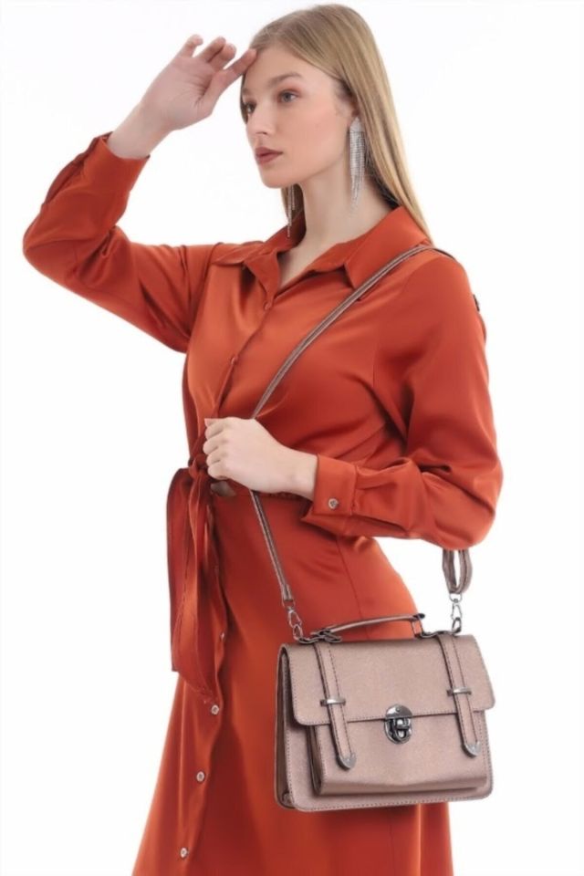 Kadın Gri Tokalı El Ve Omuz Çantası Tek Beden - Metalik