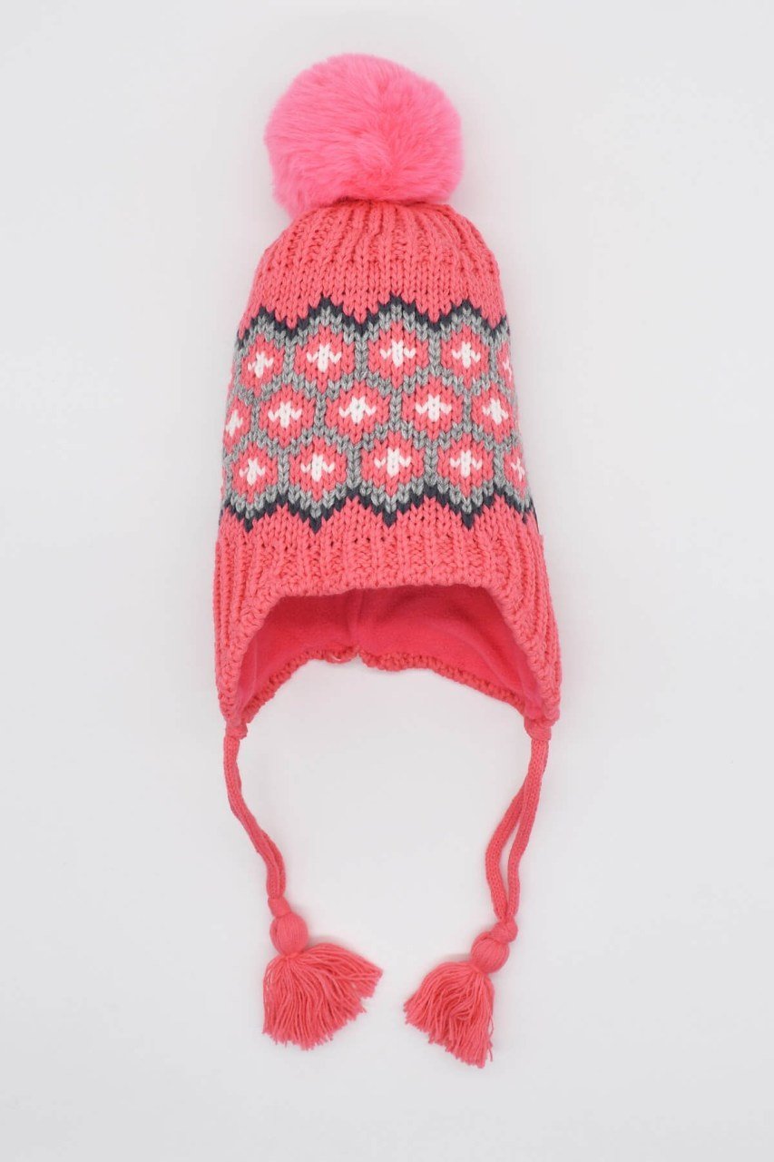 Çocuk Ponponlu İçi Polar Bere-Fuşya 1-4 Yaş