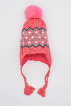 Çocuk Ponponlu İçi Polar Bere-Fuşya 1-4 Yaş