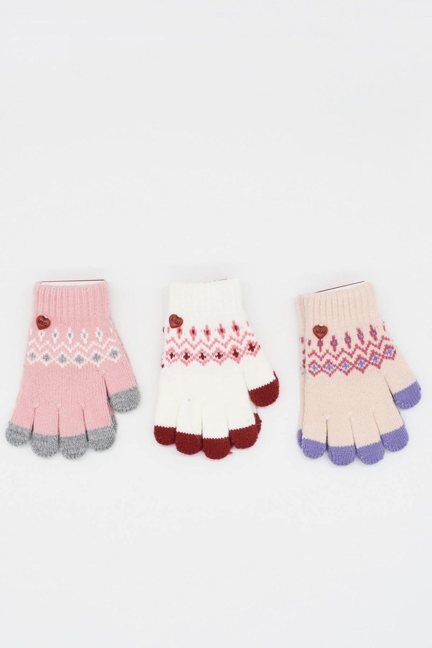 Kız Çocuk 3lü Örme Eldiven Seti 3-7 Yaş K2410-01