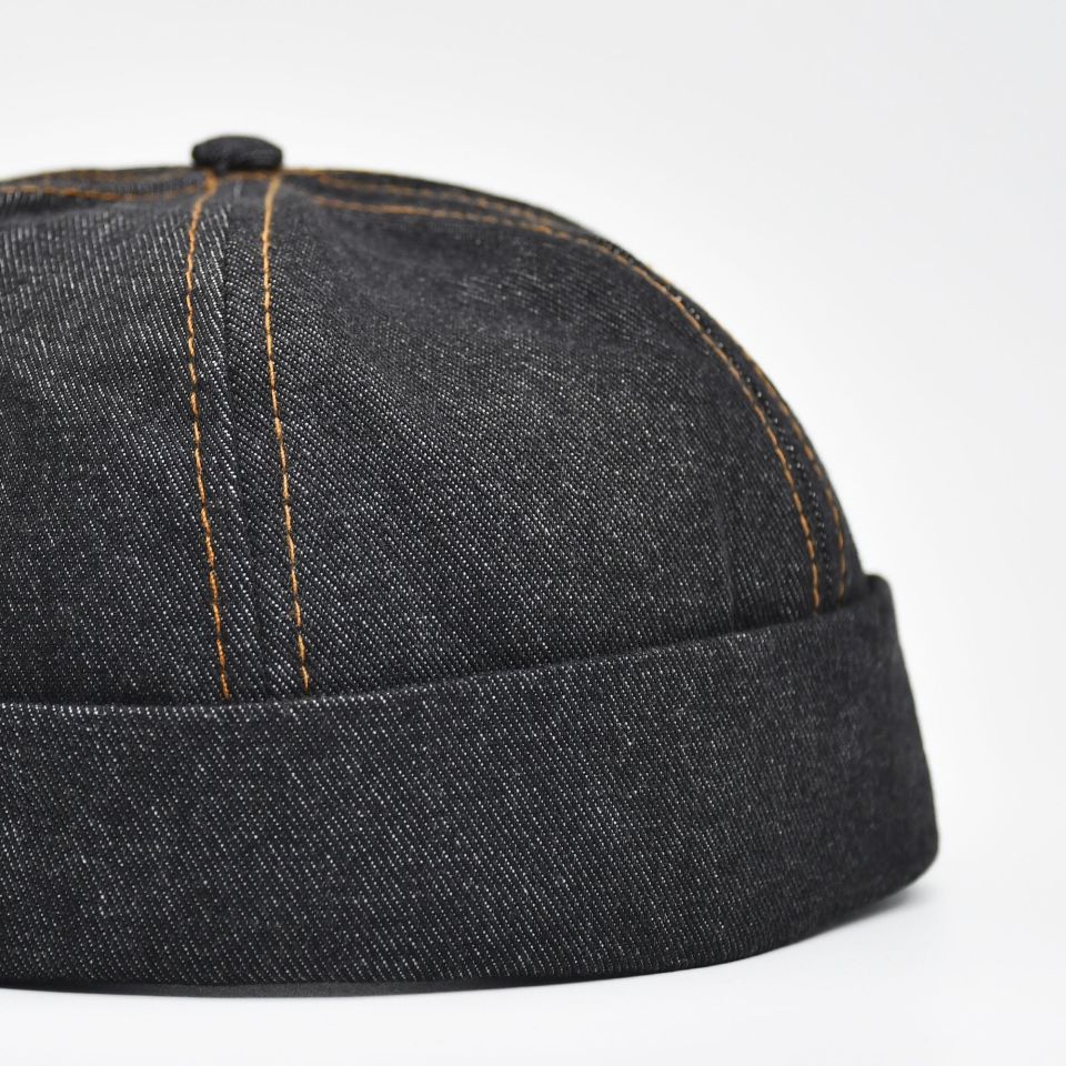 Urban Siyah Docker Şapka - Sipersiz Denim %100 Pamuk Kep