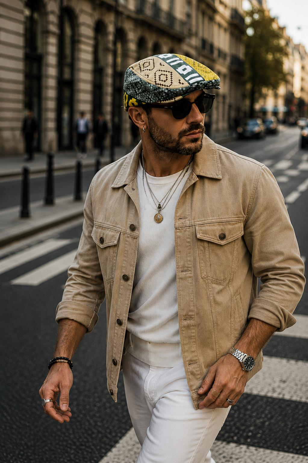 Kasket Pamuklu London Flat Cap Şapka Desenli