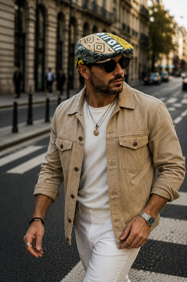 Kasket Pamuklu London Flat Cap Şapka Desenli