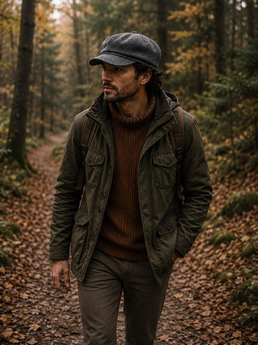 Gri Siyah Kastro Şapka Kasket Outdoor Yünlü Castro Kep